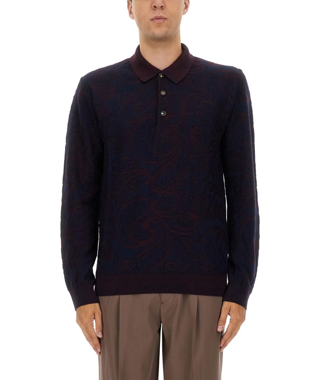 ETRO Синее вискозное поло с длинным рукавом, фото 5