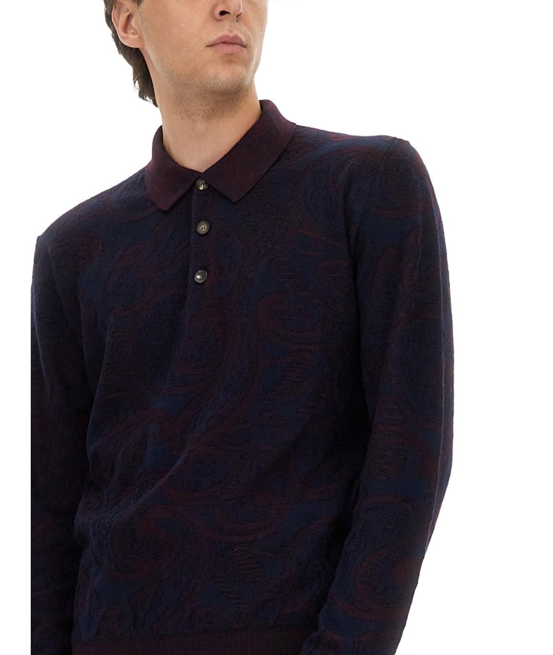 ETRO Синее вискозное поло с длинным рукавом, фото 4