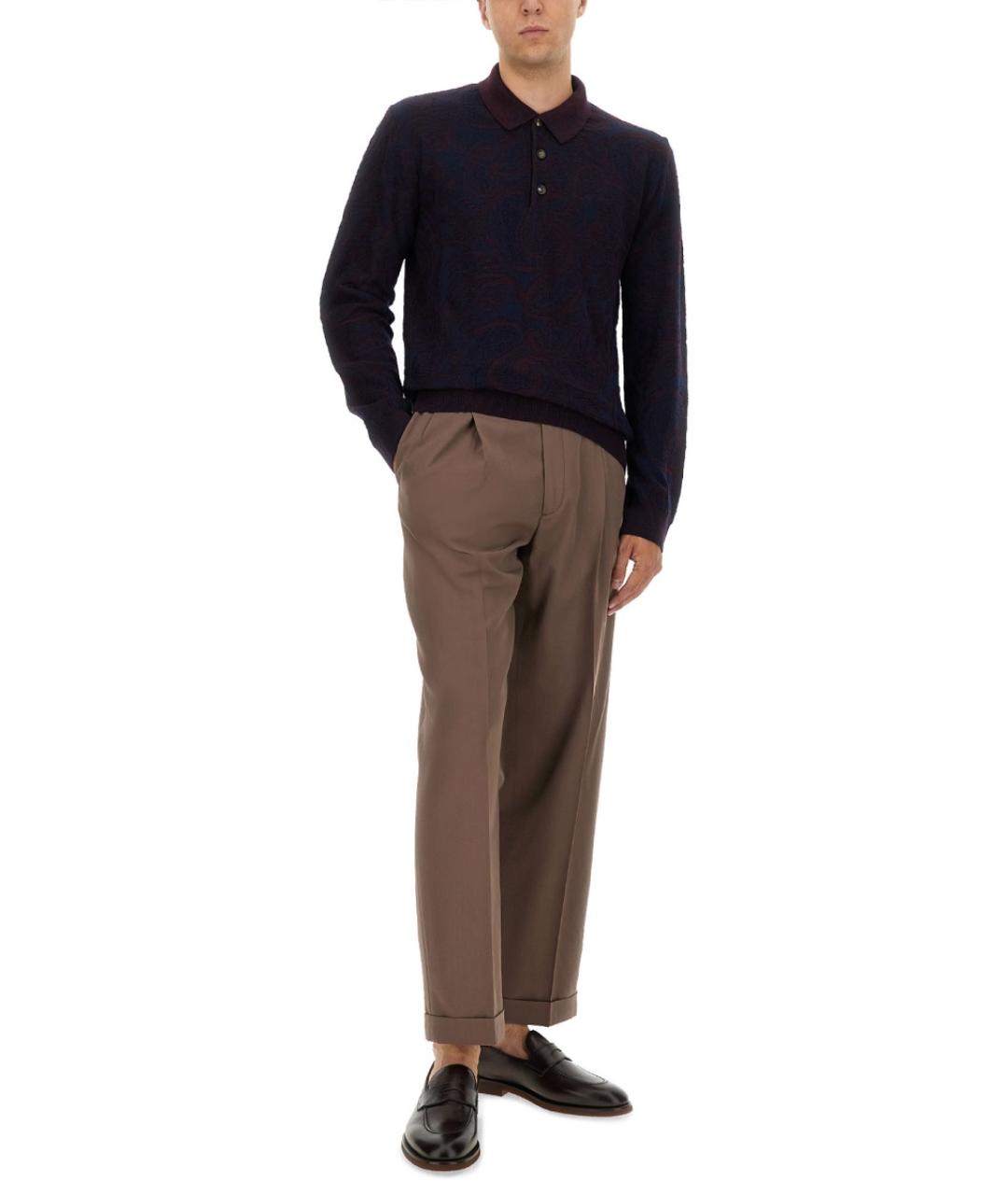 ETRO Синее вискозное поло с длинным рукавом, фото 2