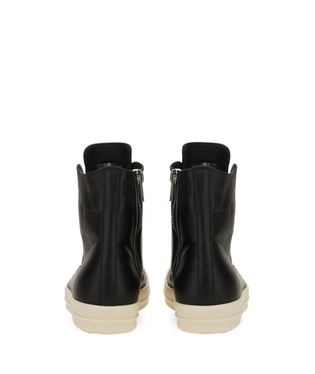 RICK OWENS Черные кожаные высокие кроссовки / кеды, фото 5