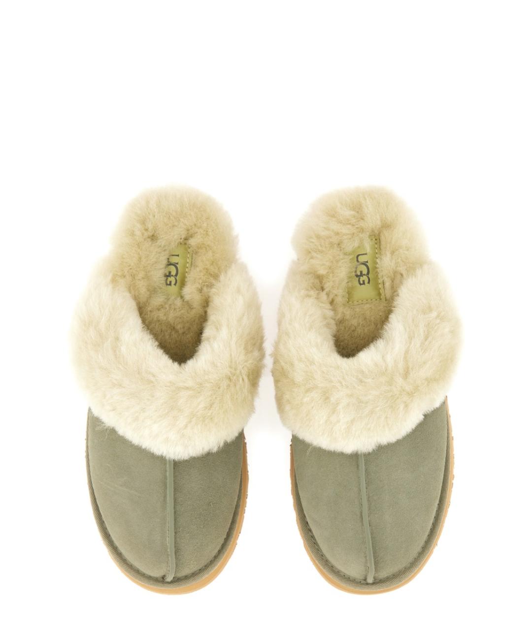 UGG AUSTRALIA Зеленые кожаные шлепанцы, фото 6