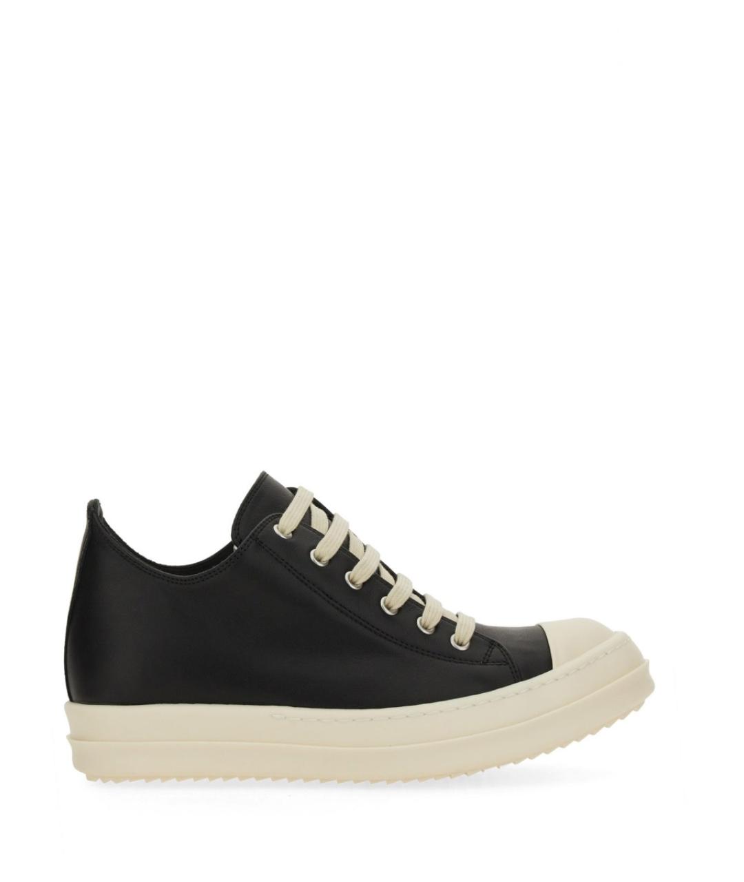 RICK OWENS Черные кожаные кеды, фото 1