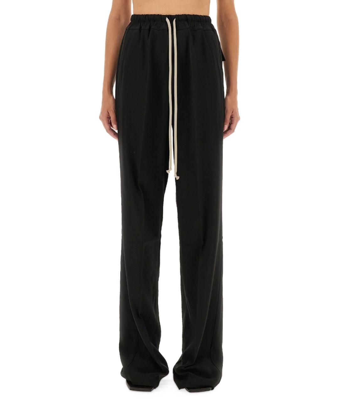 RICK OWENS Черные вискозные прямые брюки, фото 2