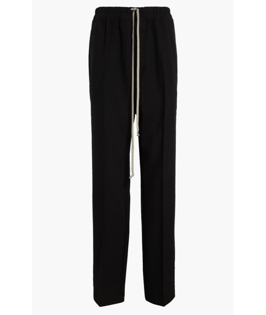 RICK OWENS Черные вискозные прямые брюки, фото 1