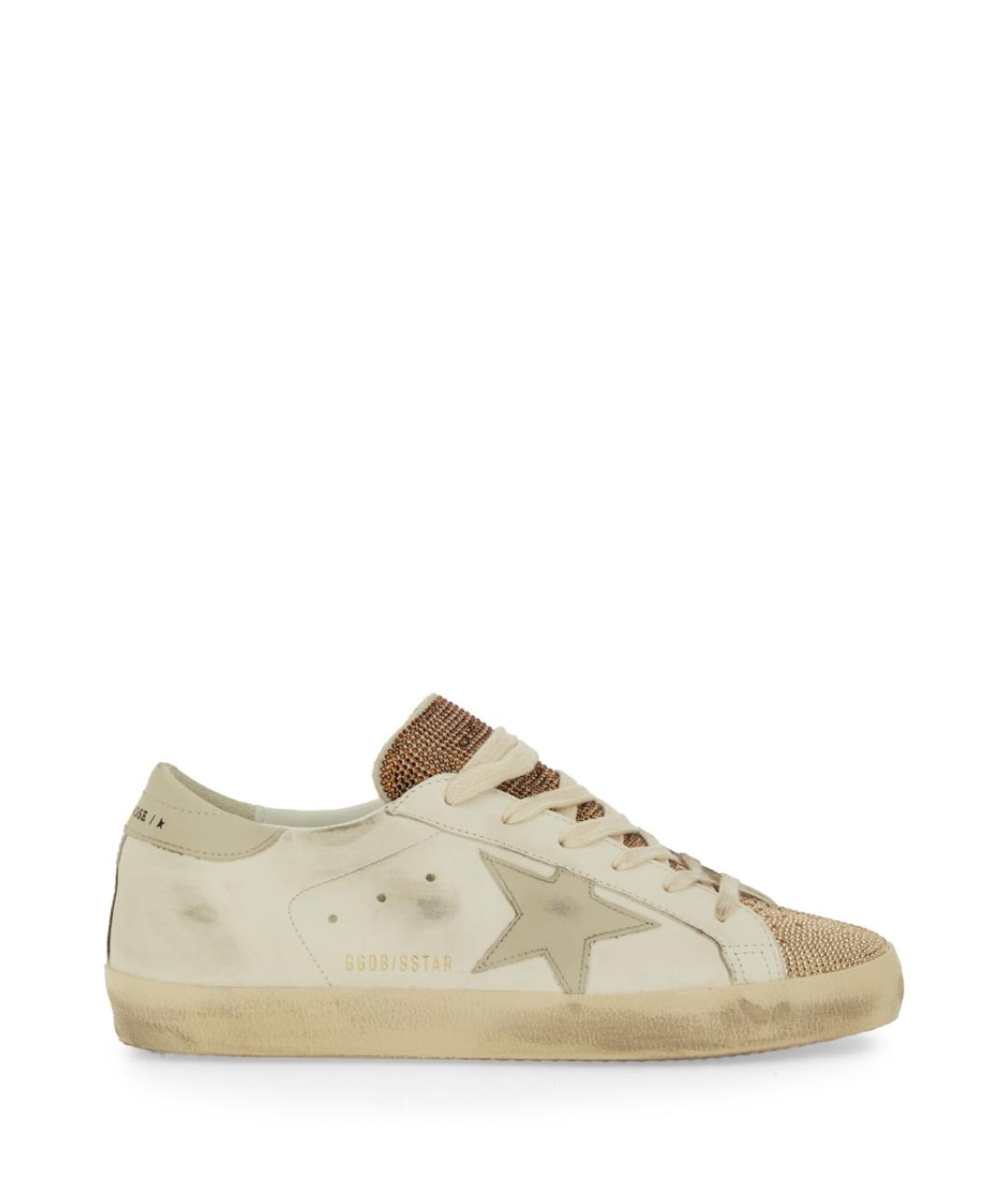 GOLDEN GOOSE DELUXE BRAND Бежевые кожаные кеды, фото 1