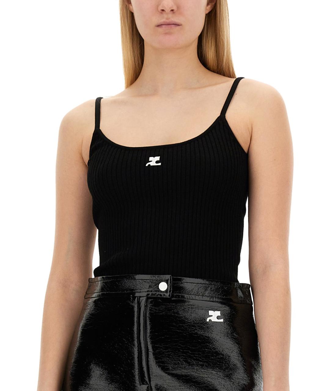 COURREGES Черная вискозная блузы, фото 4