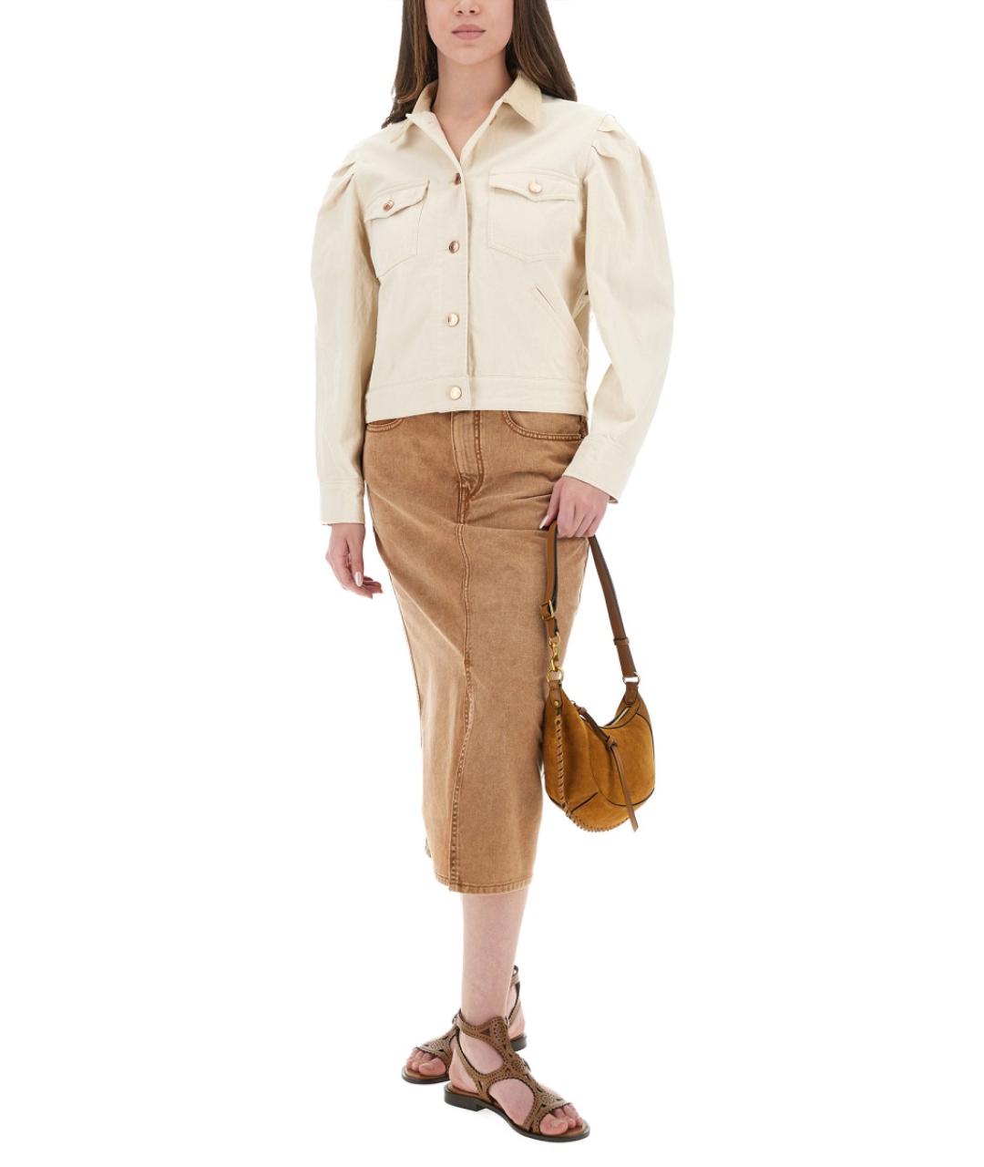 ISABEL MARANT Коричневые хлопко-лиоцелловые прямые джинсы, фото 2