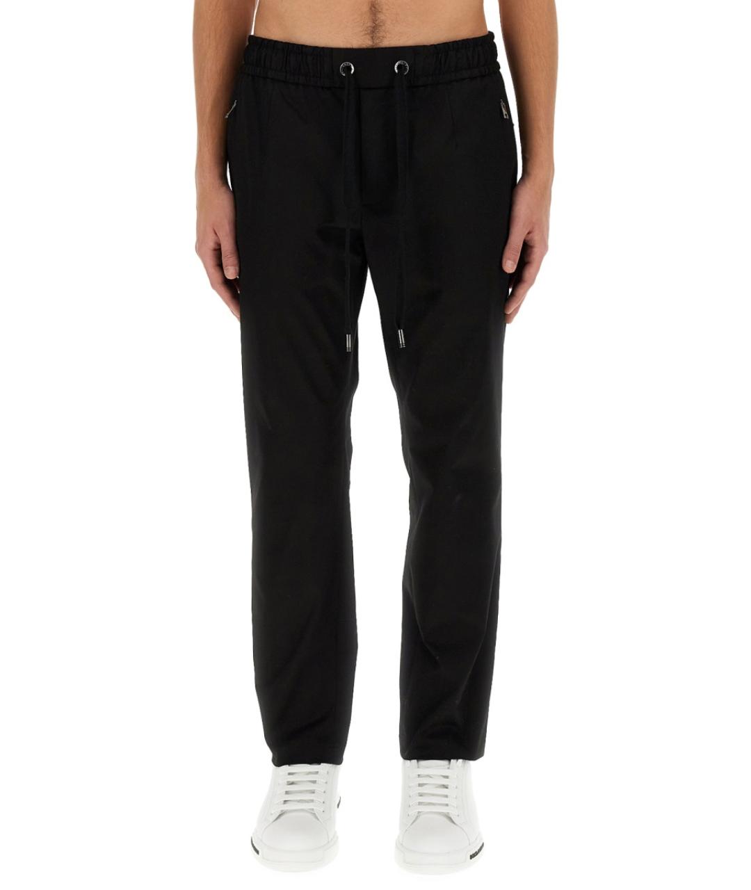 DOLCE&GABBANA Черные хлопковые повседневные брюки, фото 2