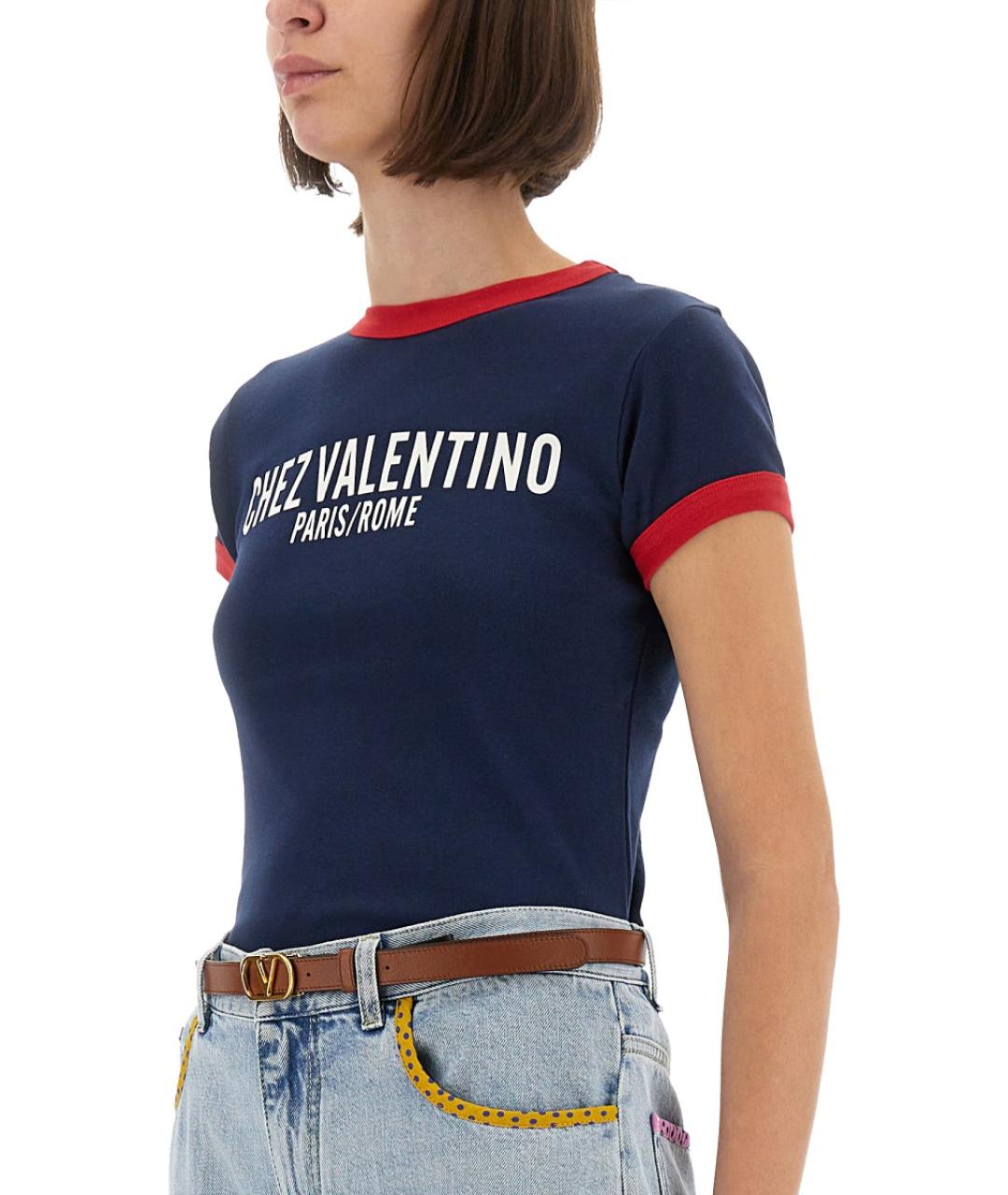 VALENTINO Синяя хлопковая футболка, фото 5