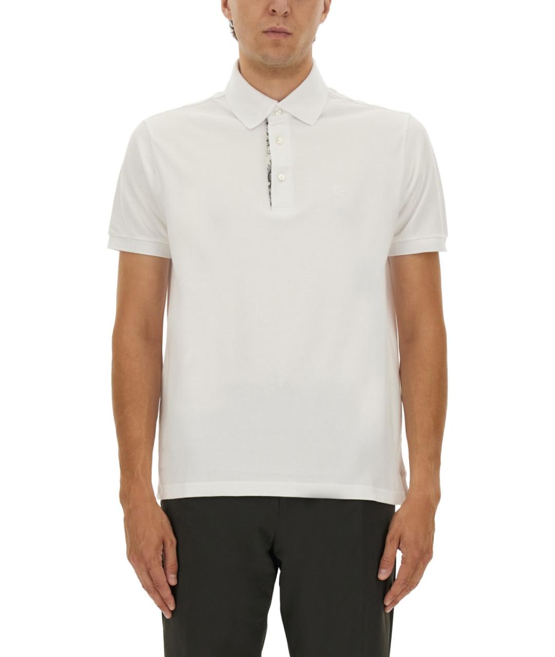 ETRO Белое хлопковое поло с коротким рукавом, фото 2