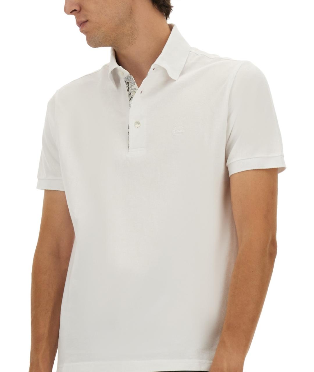 ETRO Белое хлопковое поло с коротким рукавом, фото 5