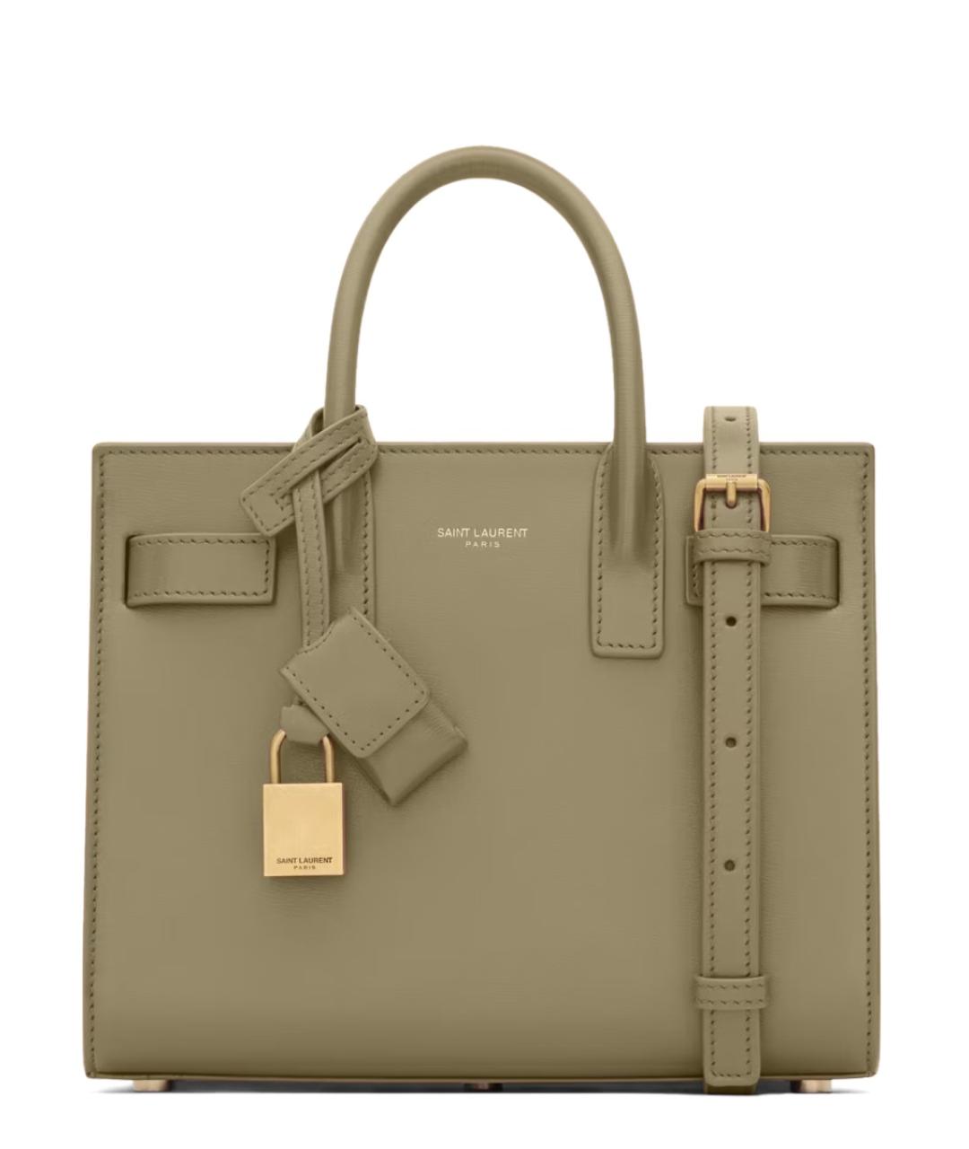 SAINT LAURENT Зеленая кожаная сумка тоут, фото 1