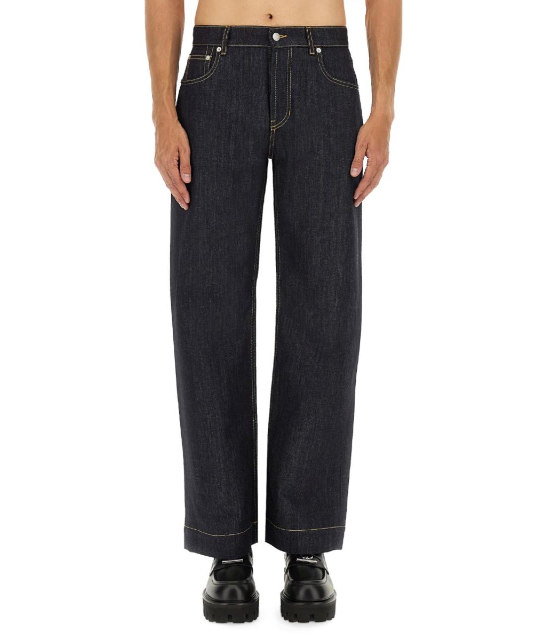 ALEXANDER MCQUEEN Синие хлопковые прямые джинсы, фото 2