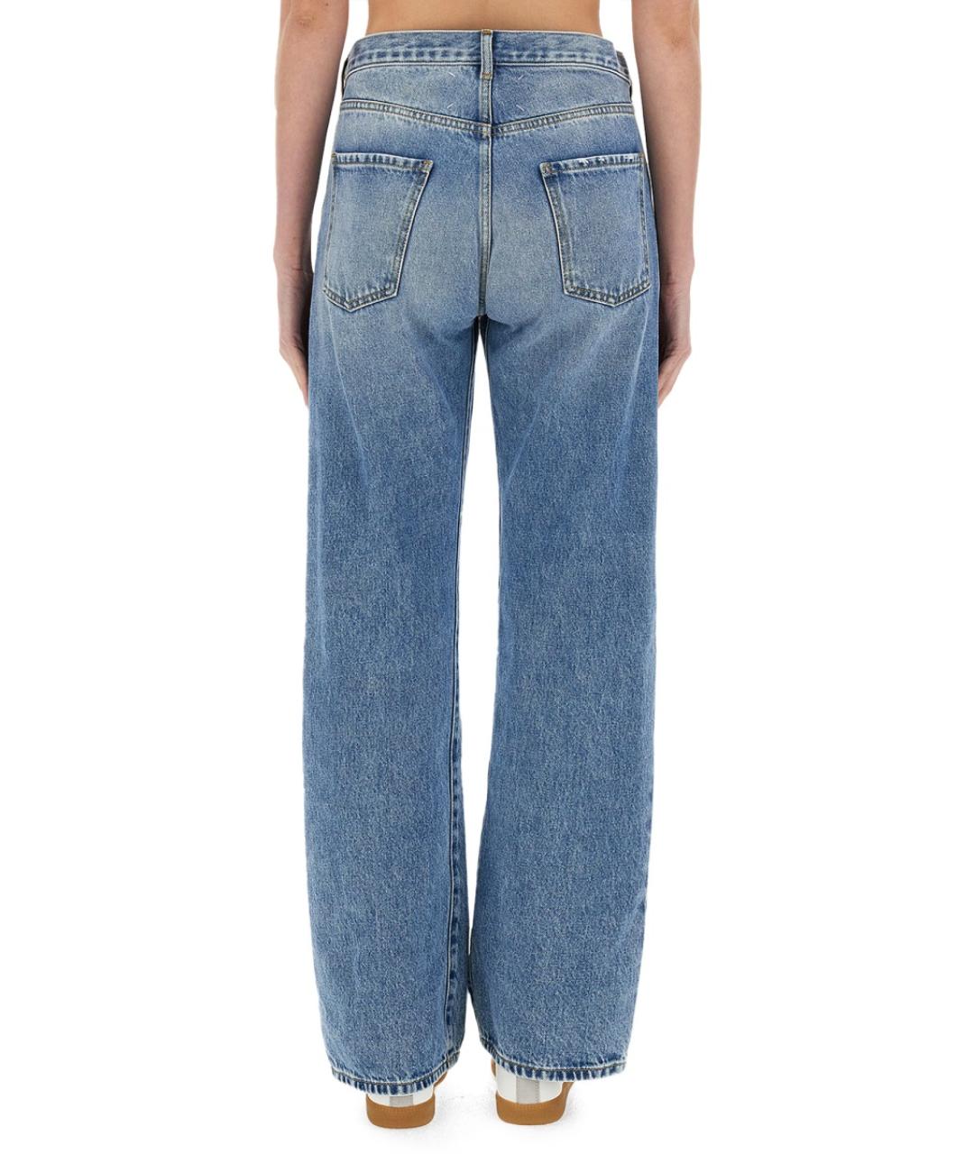 MAISON MARGIELA Синие хлопковые прямые брюки, фото 4