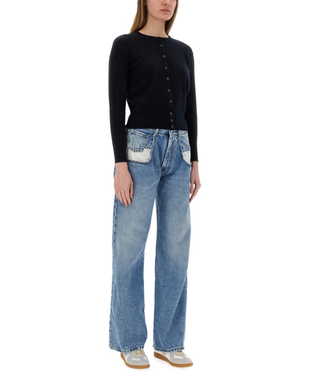 MAISON MARGIELA Синие хлопковые прямые брюки, фото 3