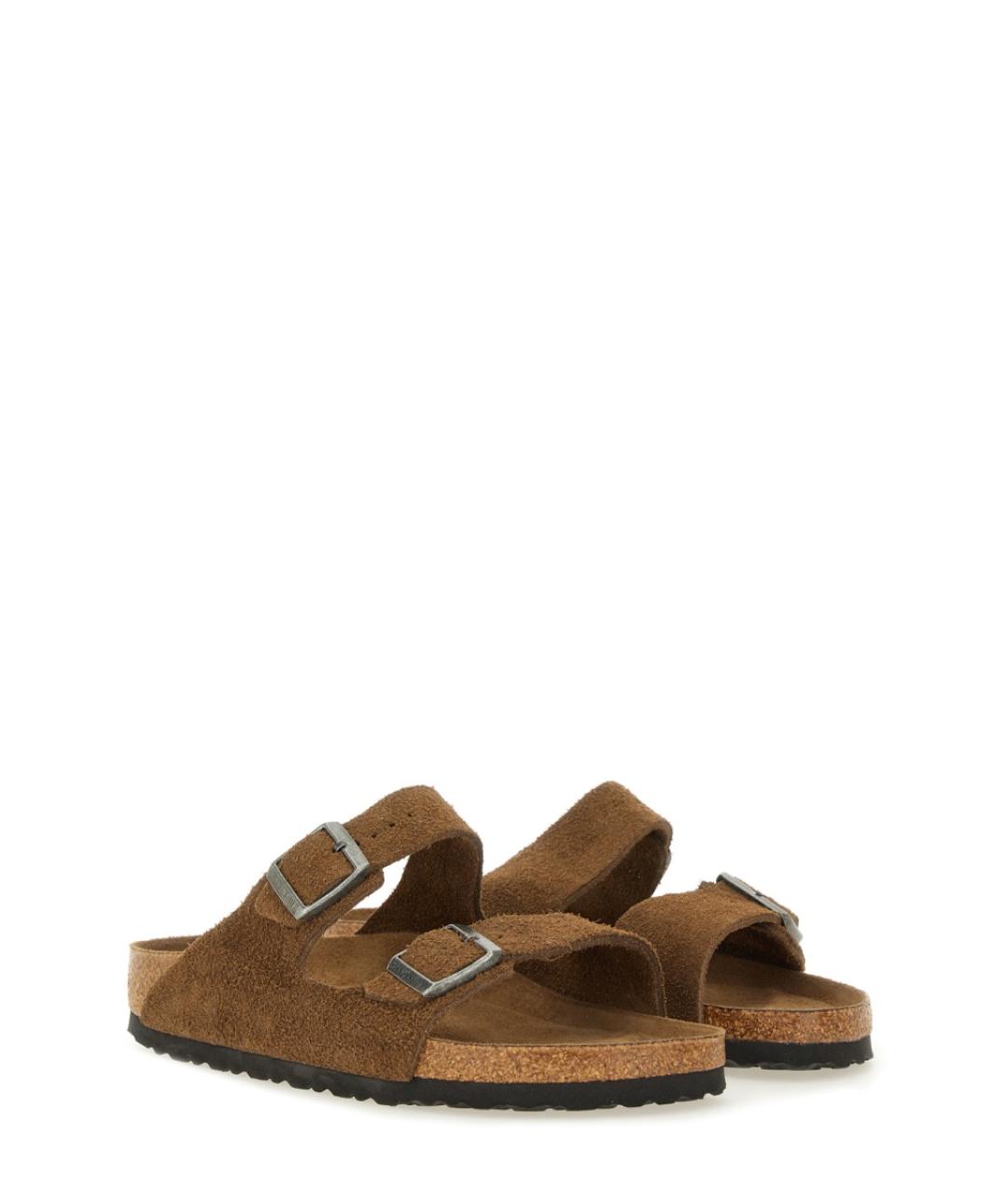 BIRKENSTOCK Коричневые замшевые шлепанцы, фото 2