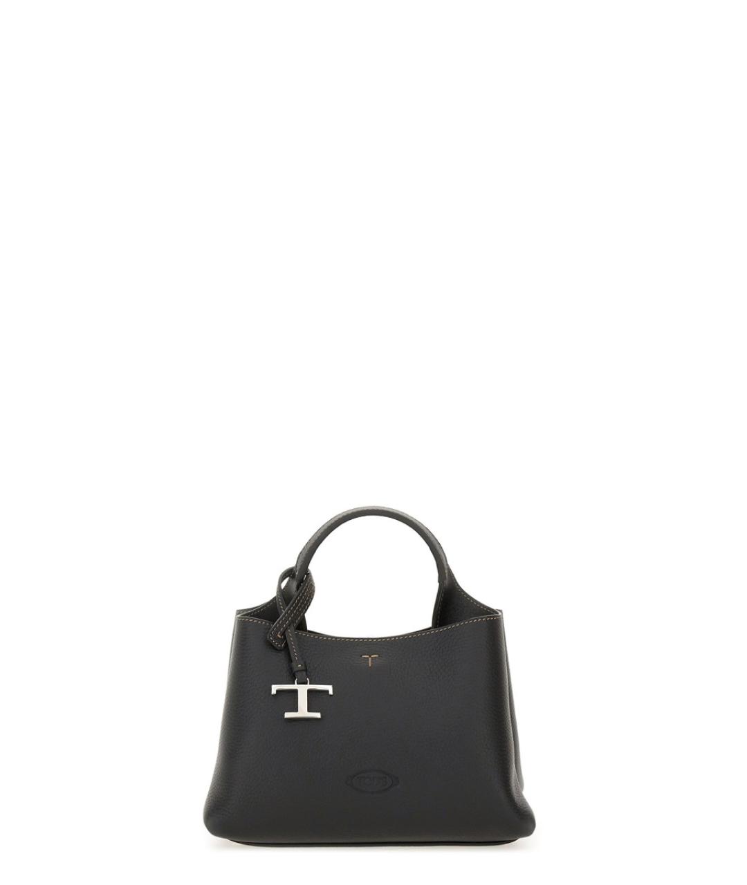 TOD'S Черная кожаная сумка тоут, фото 1
