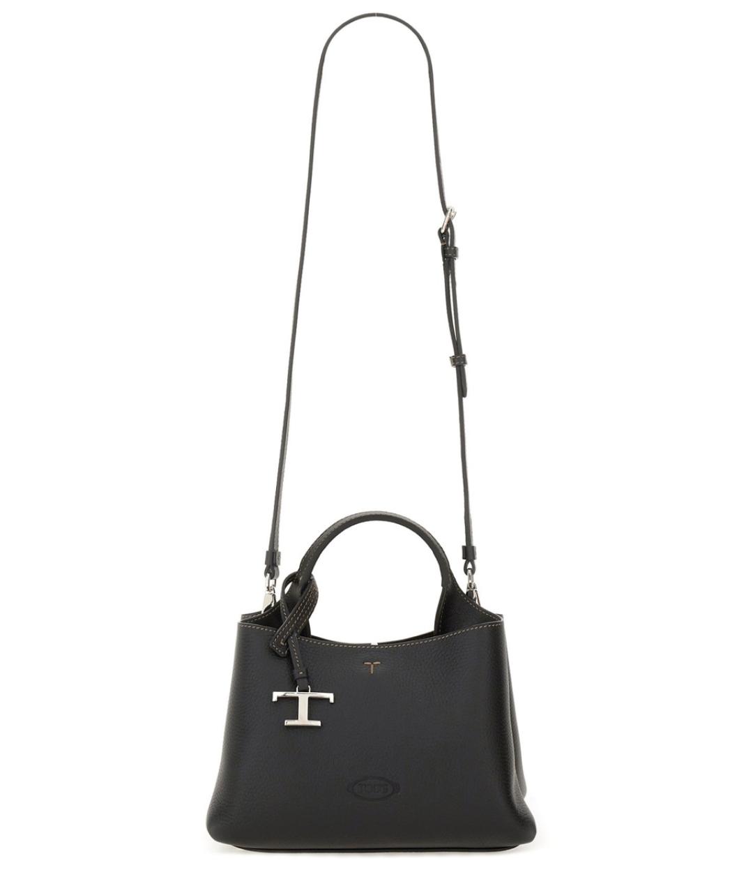 TOD'S Черная кожаная сумка тоут, фото 2