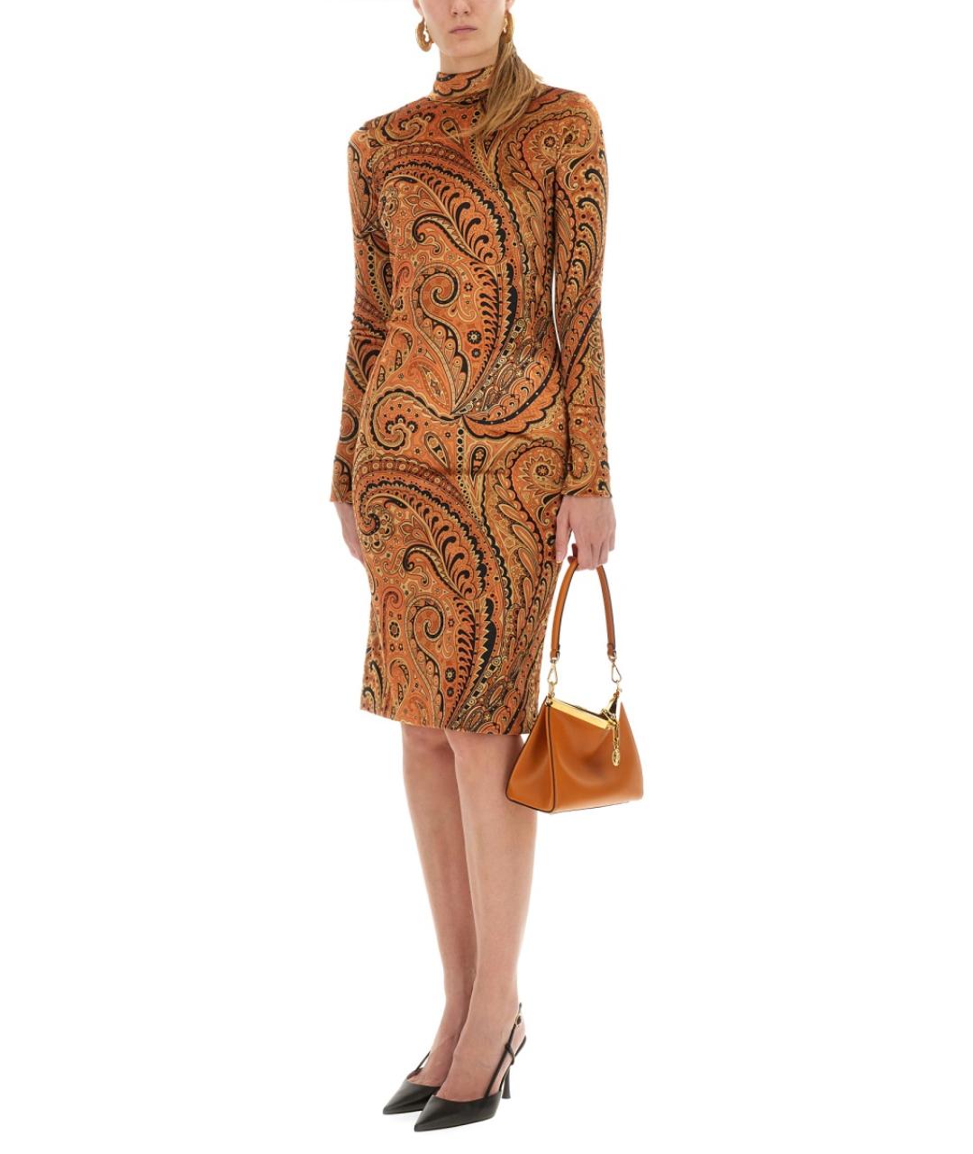 ETRO Оранжевое полиэстеровое повседневное платье, фото 3