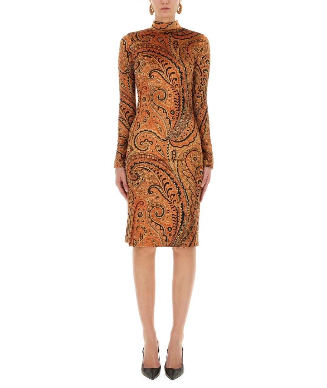 ETRO Оранжевое полиэстеровое повседневное платье, фото 2