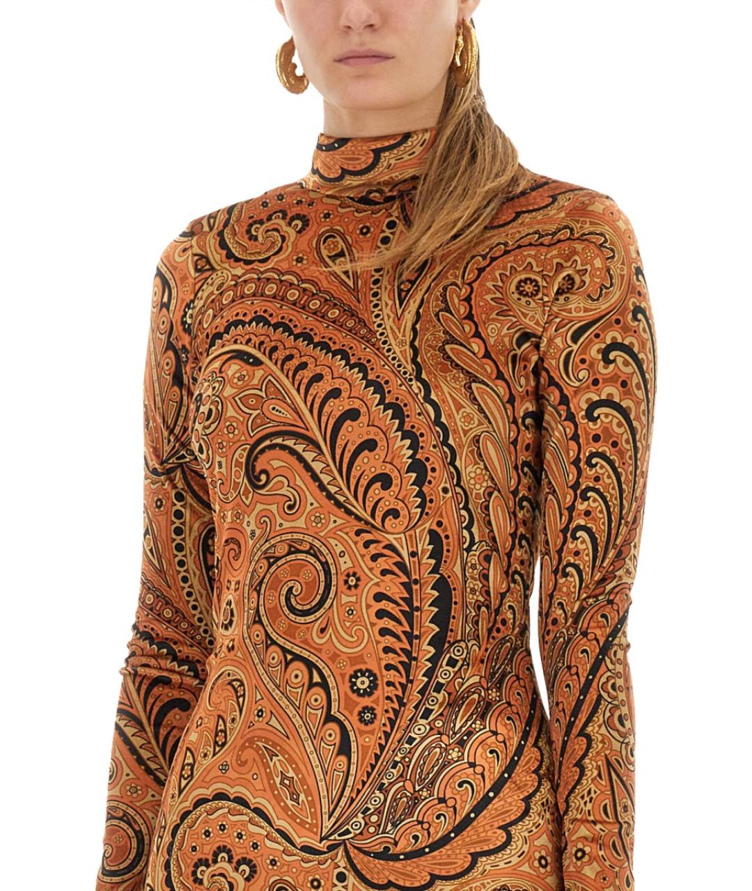 ETRO Оранжевое полиэстеровое повседневное платье, фото 5