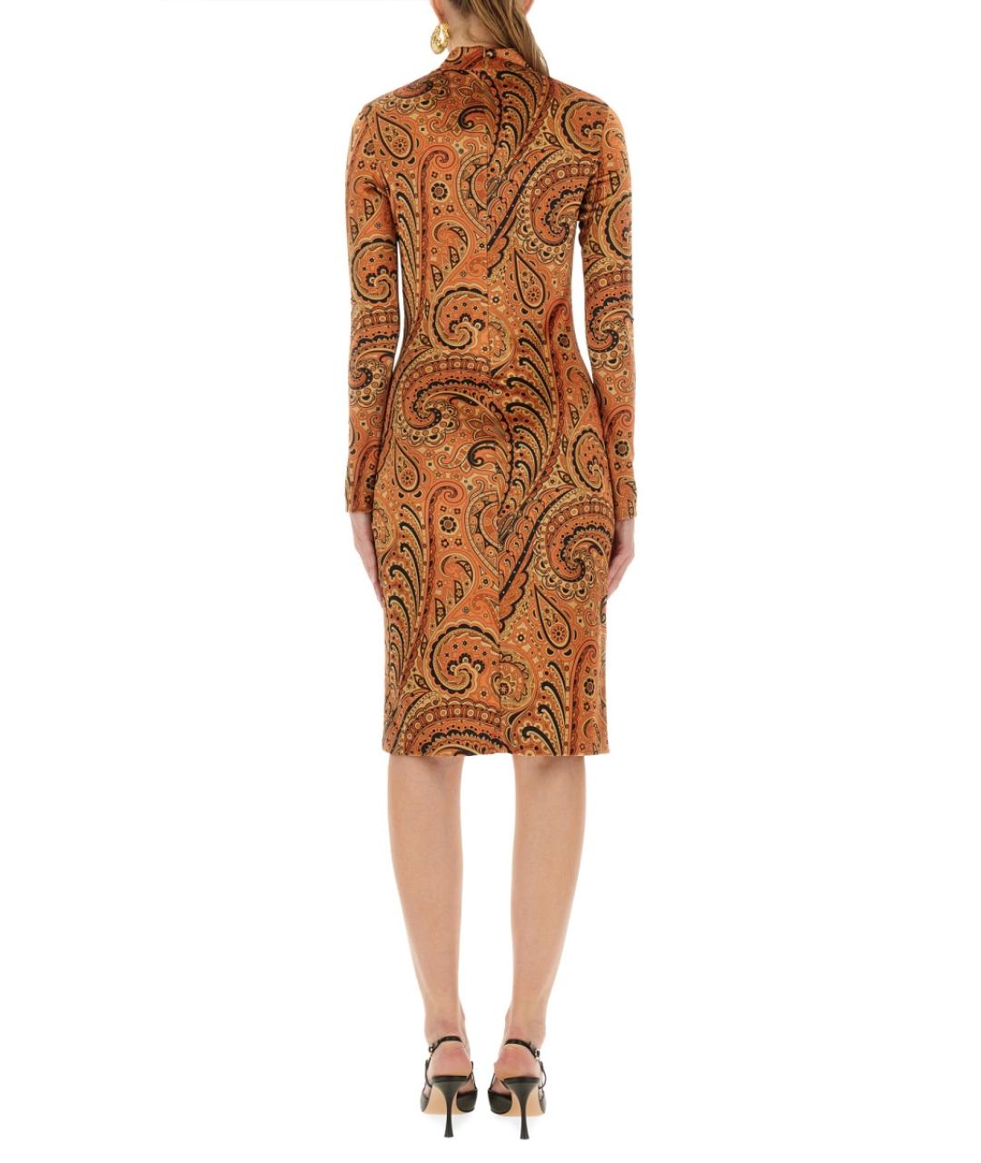 ETRO Оранжевое полиэстеровое повседневное платье, фото 4