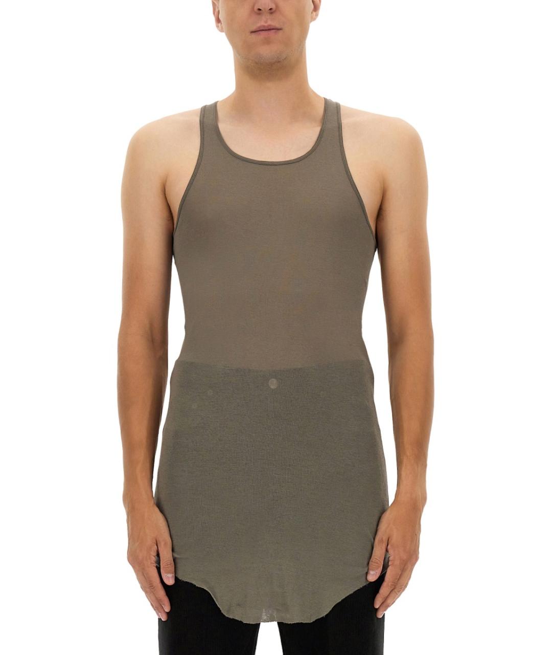 RICK OWENS Серая хлопковая майка, фото 2