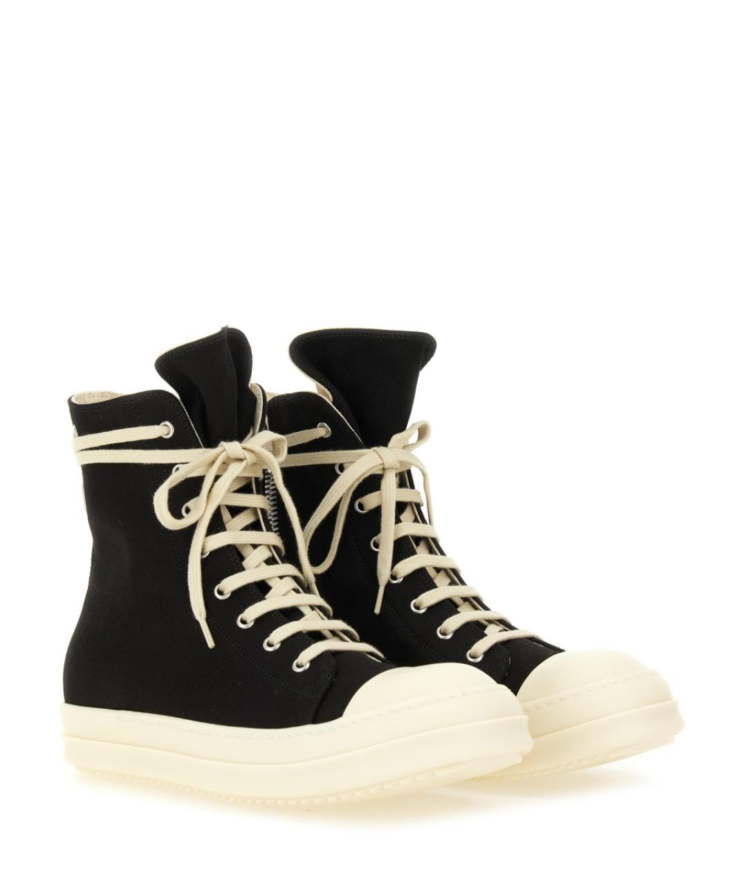RICK OWENS DRKSHDW Черные текстильные высокие кроссовки / кеды, фото 2