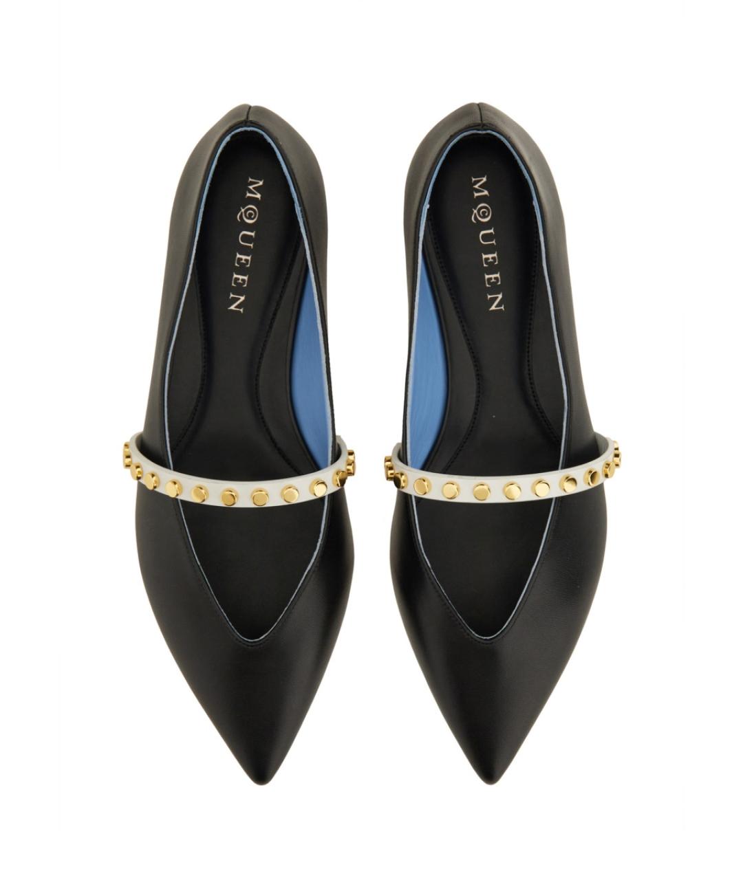 ALEXANDER MCQUEEN Черные кожаные балетки, фото 5
