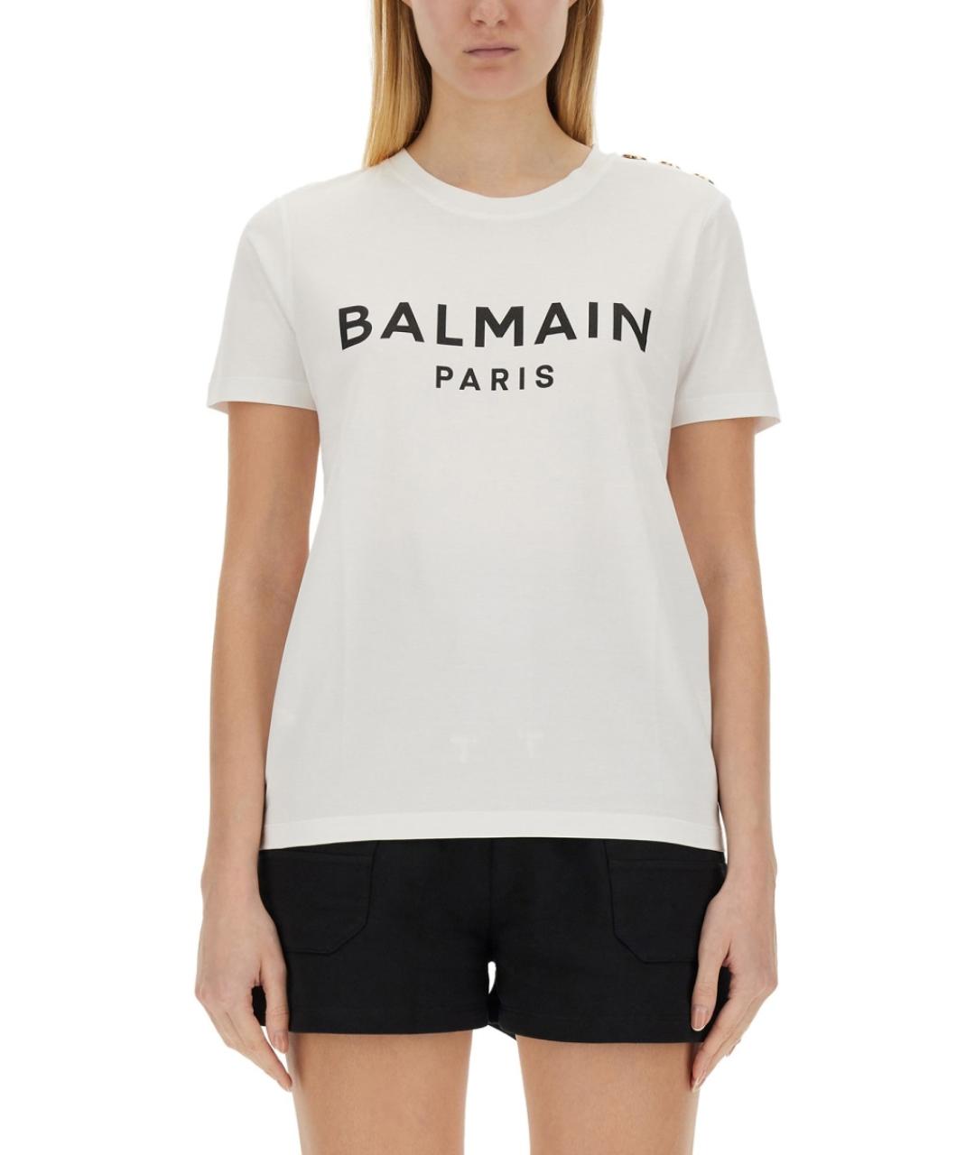 BALMAIN Белая хлопковая футболка, фото 5