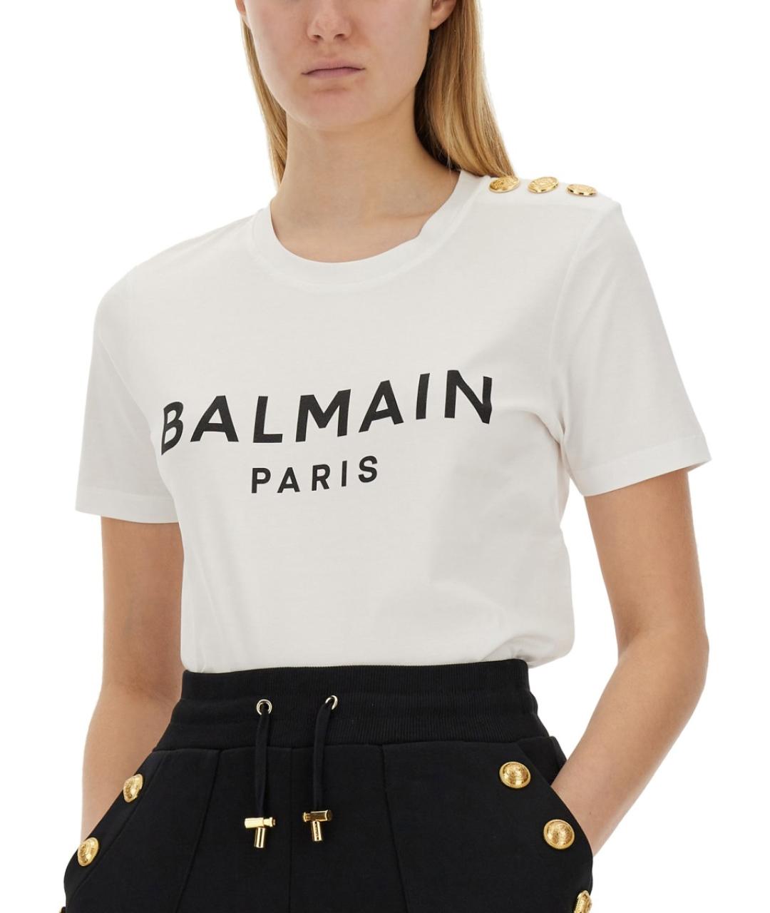 BALMAIN Белая хлопковая футболка, фото 4