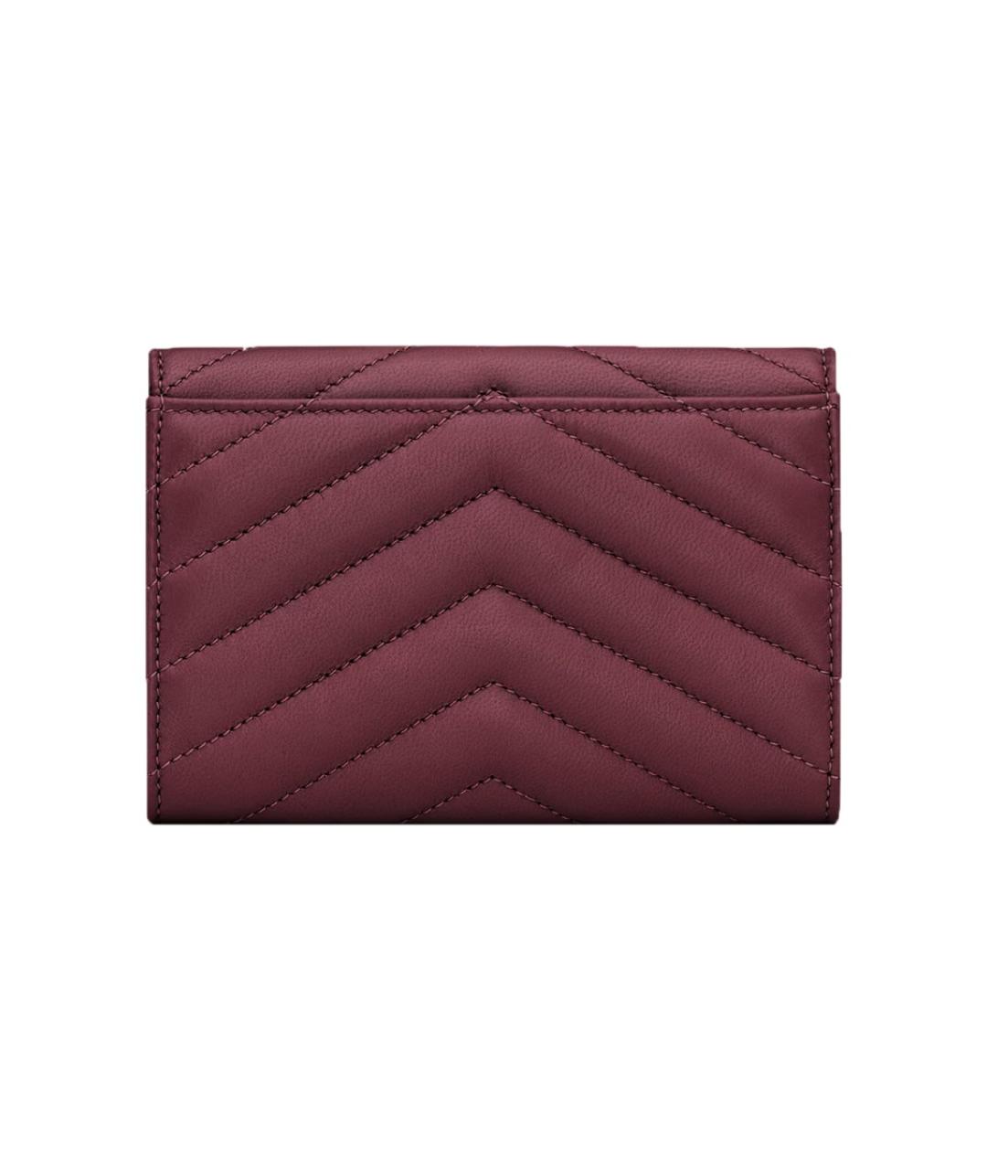 SAINT LAURENT Бордовый кожаный кошелек, фото 2