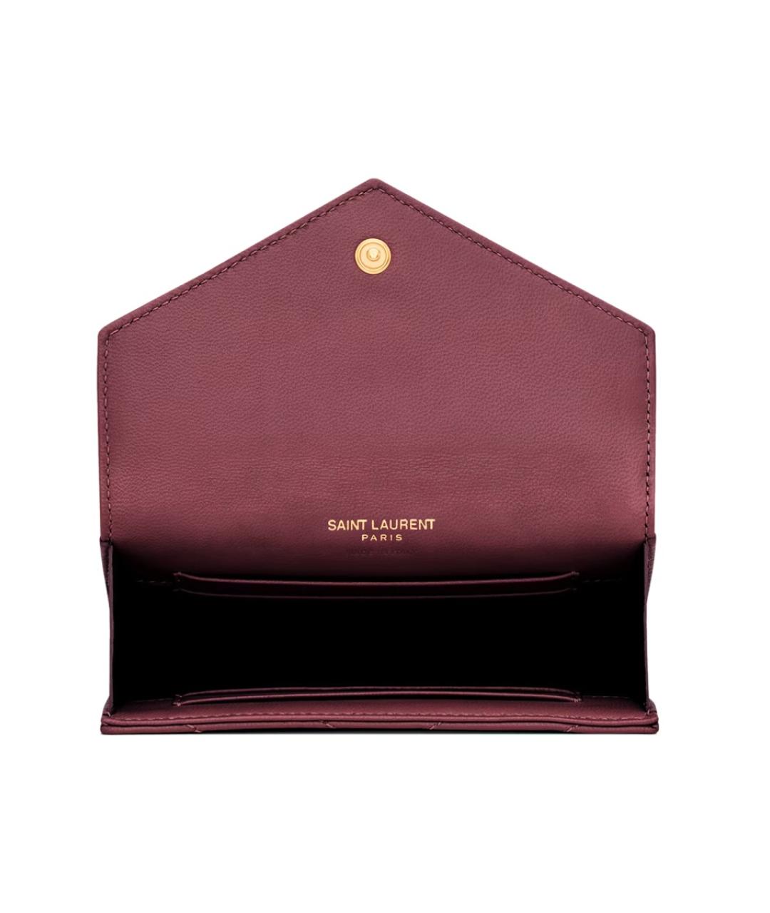 SAINT LAURENT Бордовый кожаный кошелек, фото 4