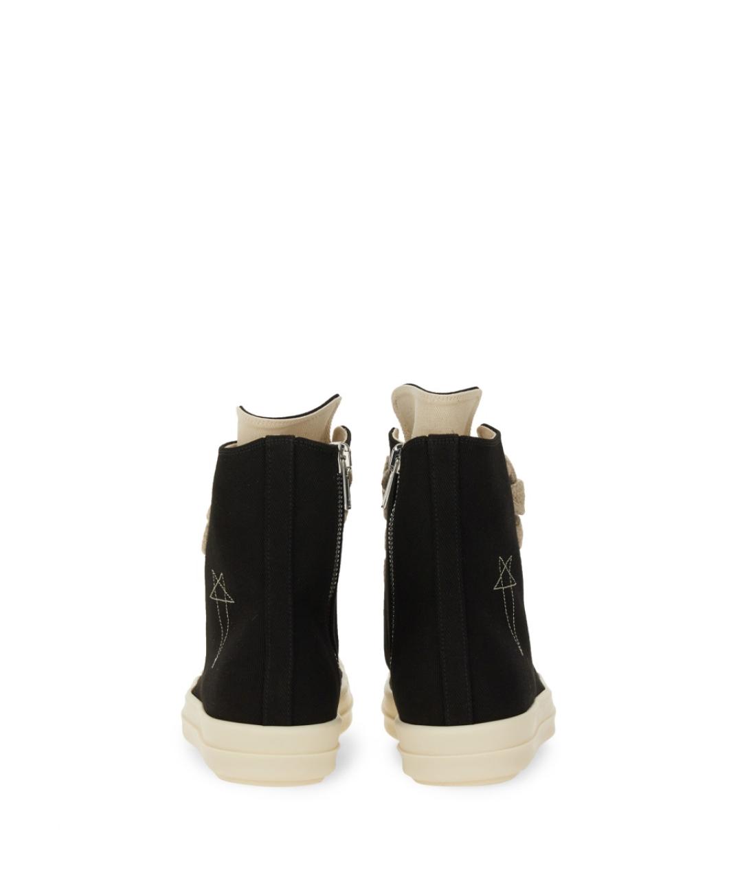 RICK OWENS DRKSHDW Черные текстильные высокие кроссовки / кеды, фото 3