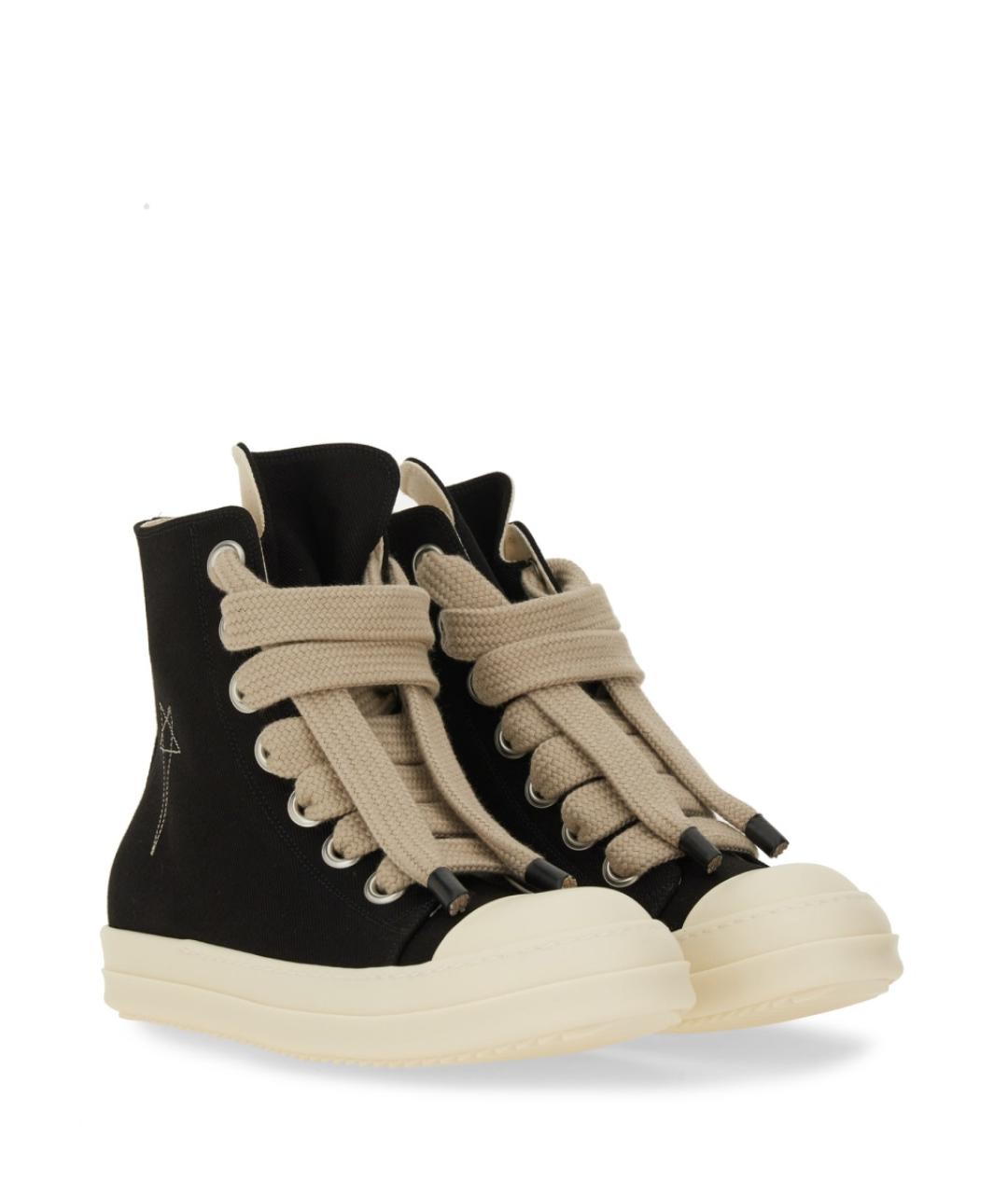 RICK OWENS DRKSHDW Черные текстильные высокие кроссовки / кеды, фото 2