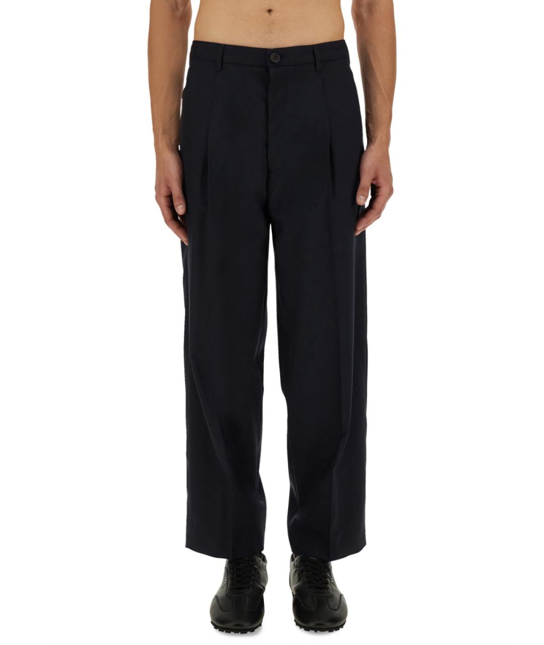 MARNI Синие шерстяные повседневные брюки, фото 5