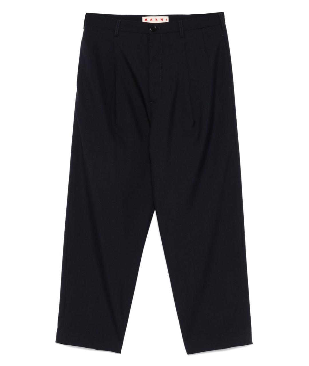 MARNI Синие шерстяные повседневные брюки, фото 1