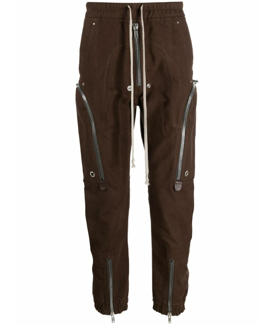 RICK OWENS Серые хлопковые повседневные брюки, фото 1