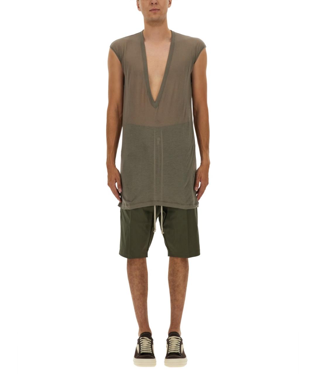 RICK OWENS Серая хлопковая футболка, фото 2