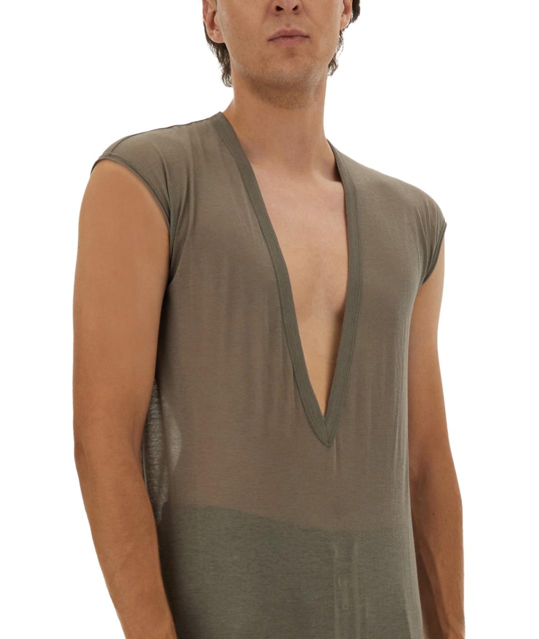 RICK OWENS Серая хлопковая футболка, фото 5