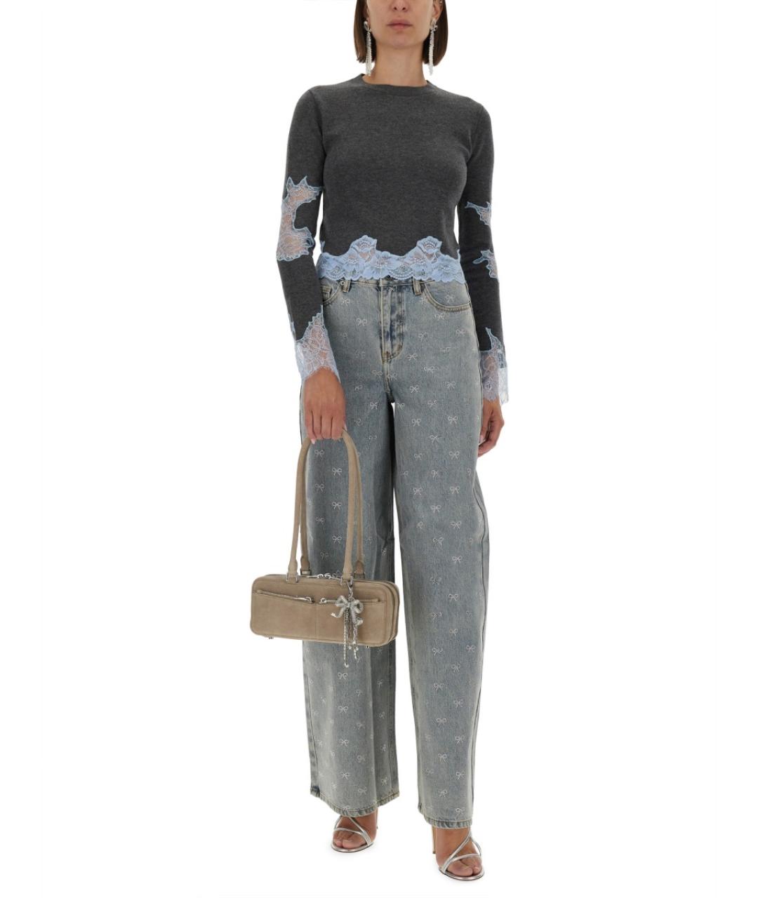 SELF-PORTRAIT Синие хлопковые прямые джинсы, фото 3