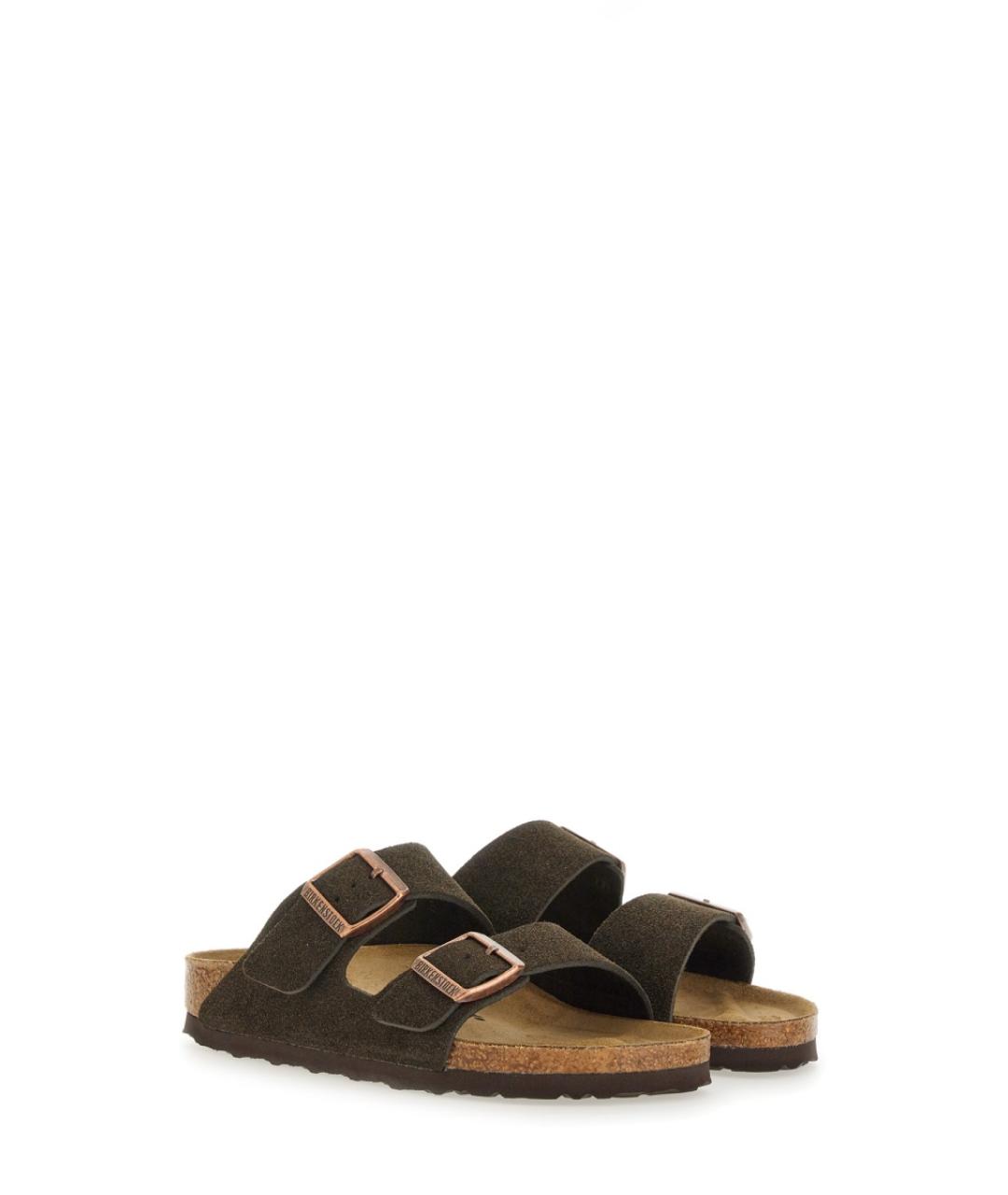 BIRKENSTOCK Коричневые кожаные шлепанцы, фото 2