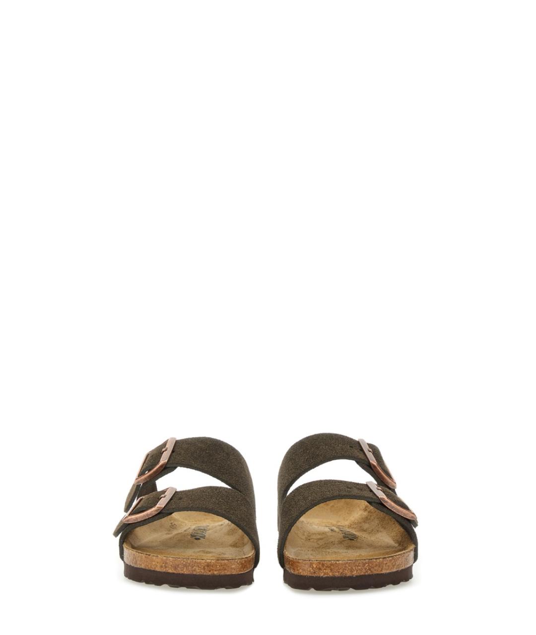 BIRKENSTOCK Коричневые кожаные шлепанцы, фото 4
