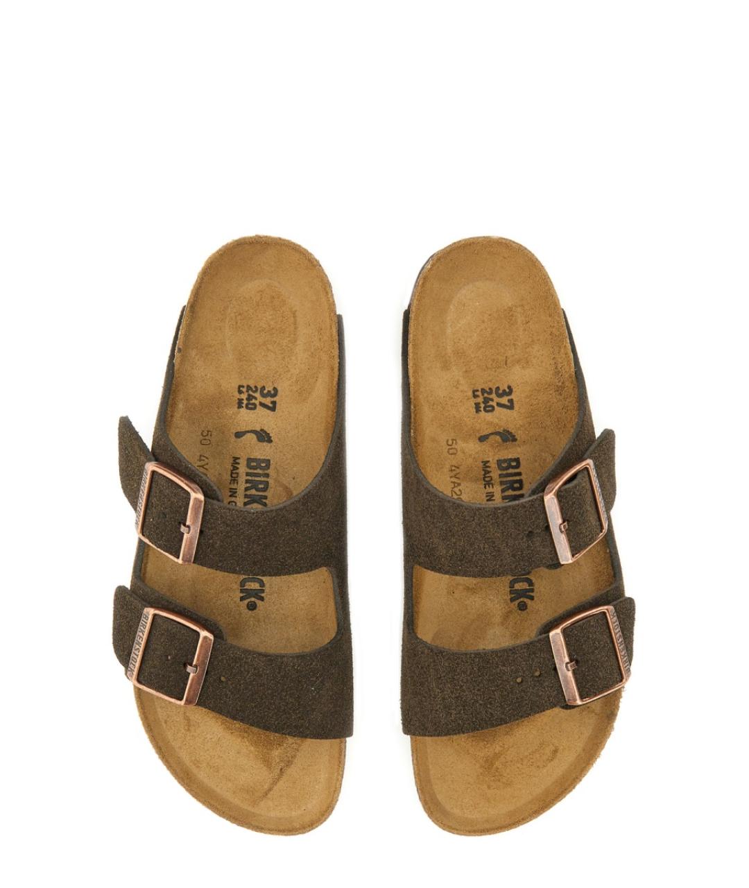 BIRKENSTOCK Коричневые кожаные шлепанцы, фото 5