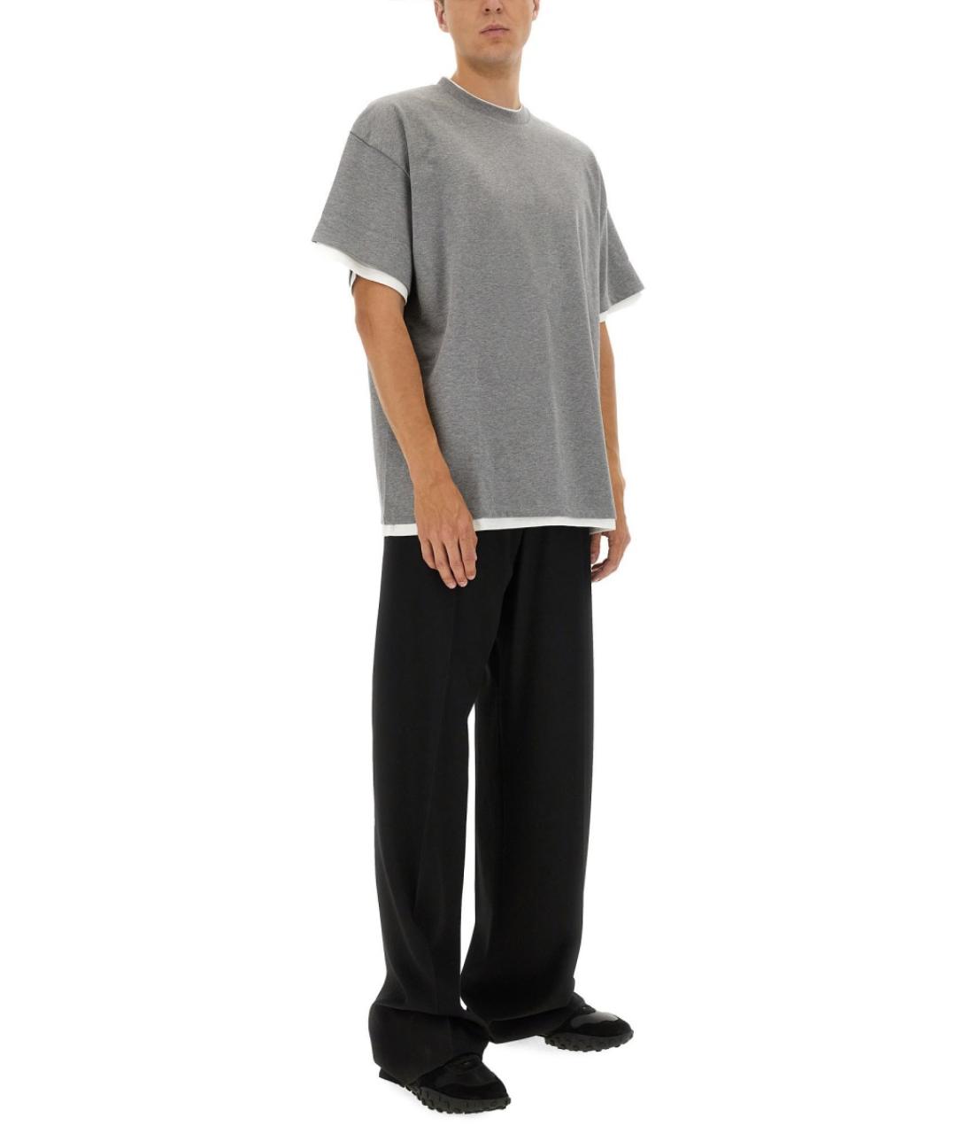 JIL SANDER Серая хлопковая футболка, фото 4
