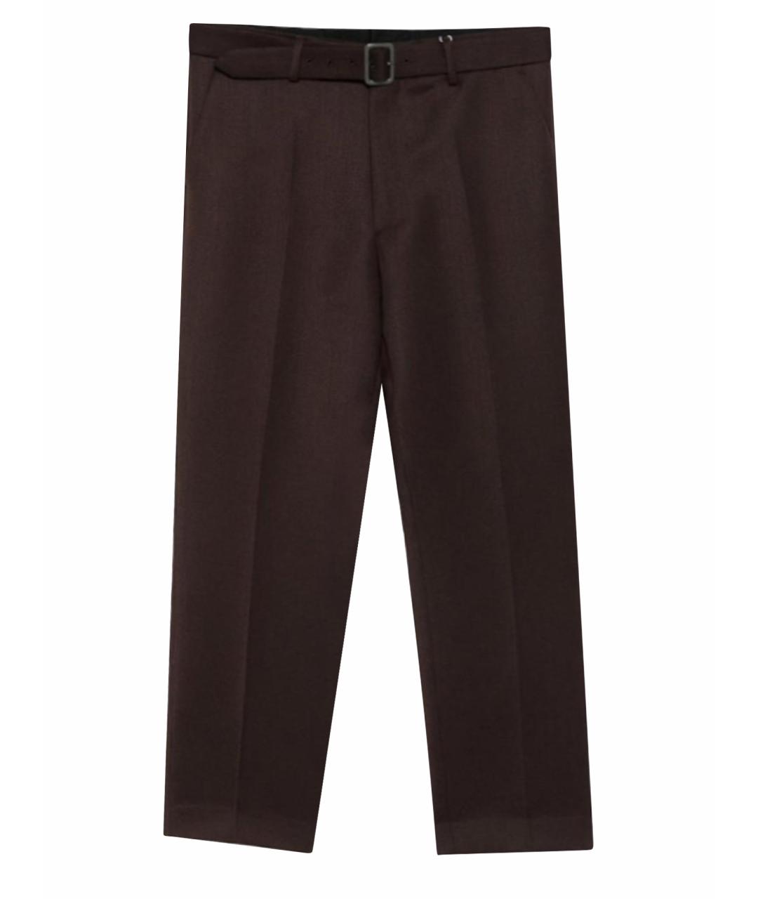 MM6 MAISON MARGIELA Коричневые полиэстеровые классические брюки, фото 1