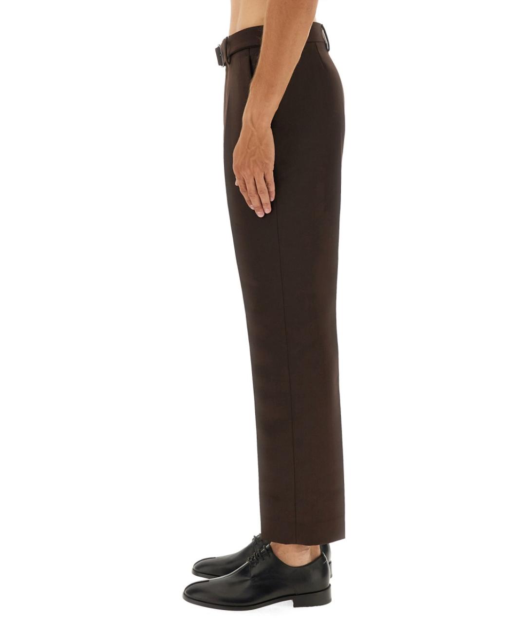 MM6 MAISON MARGIELA Коричневые полиэстеровые классические брюки, фото 4