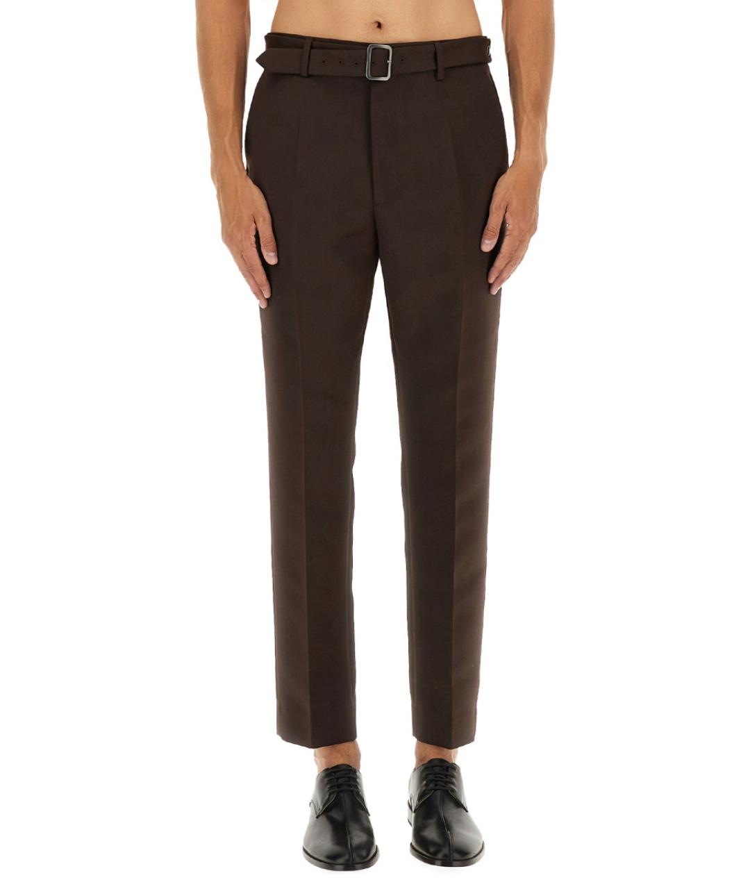 MM6 MAISON MARGIELA Коричневые полиэстеровые классические брюки, фото 5