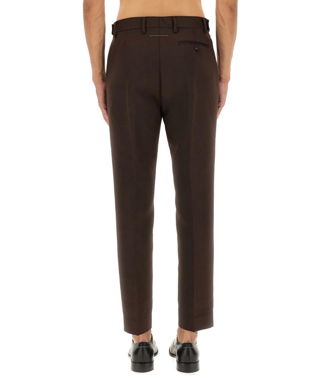 MM6 MAISON MARGIELA Коричневые полиэстеровые классические брюки, фото 3