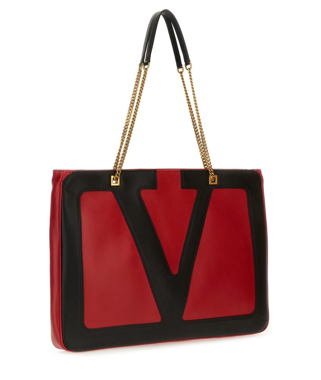 VALENTINO Красная кожаная сумка тоут, фото 2